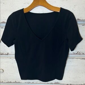 Lululemon Black V-Neck Short Sleeve Athletic Top